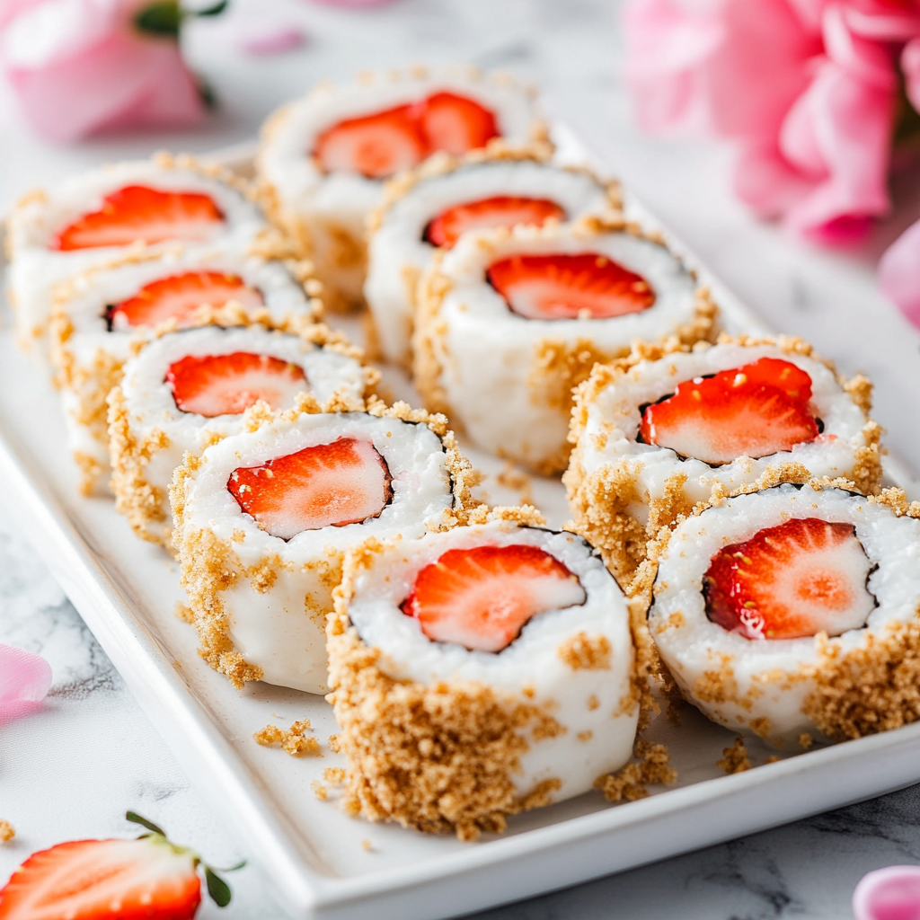 Strawberry Shortcake Cheesecake Sushi Rolls – A No-Bake De
