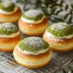 Matcha Doughnuts With Cream And Custard Filling 3 Matcha Doughnuts With Cream And Custard Filling