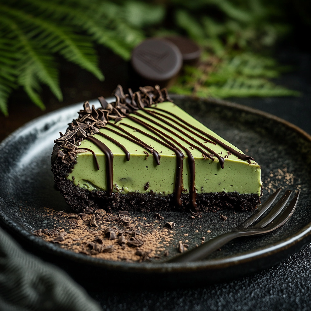 No Bake Chocolate Matcha Cheesecake