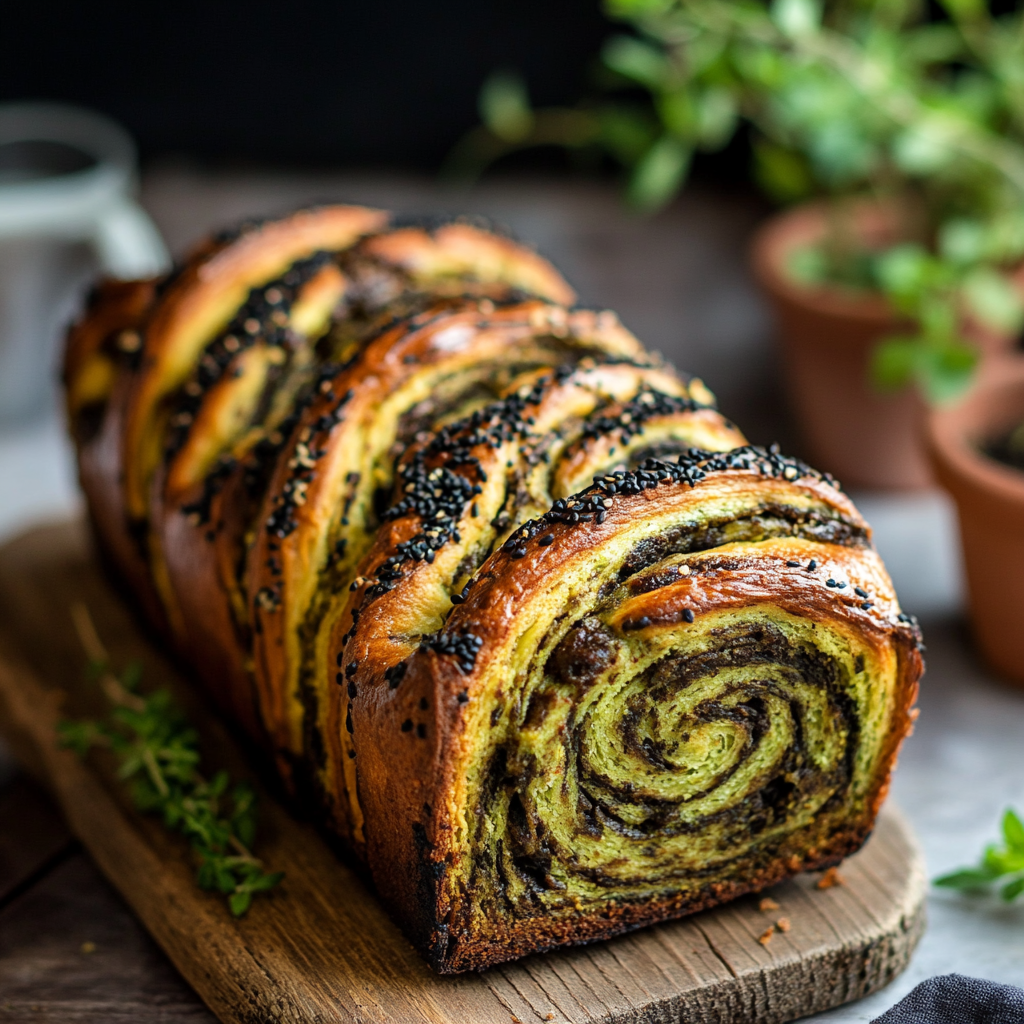 Matcha Black Sesame Babka