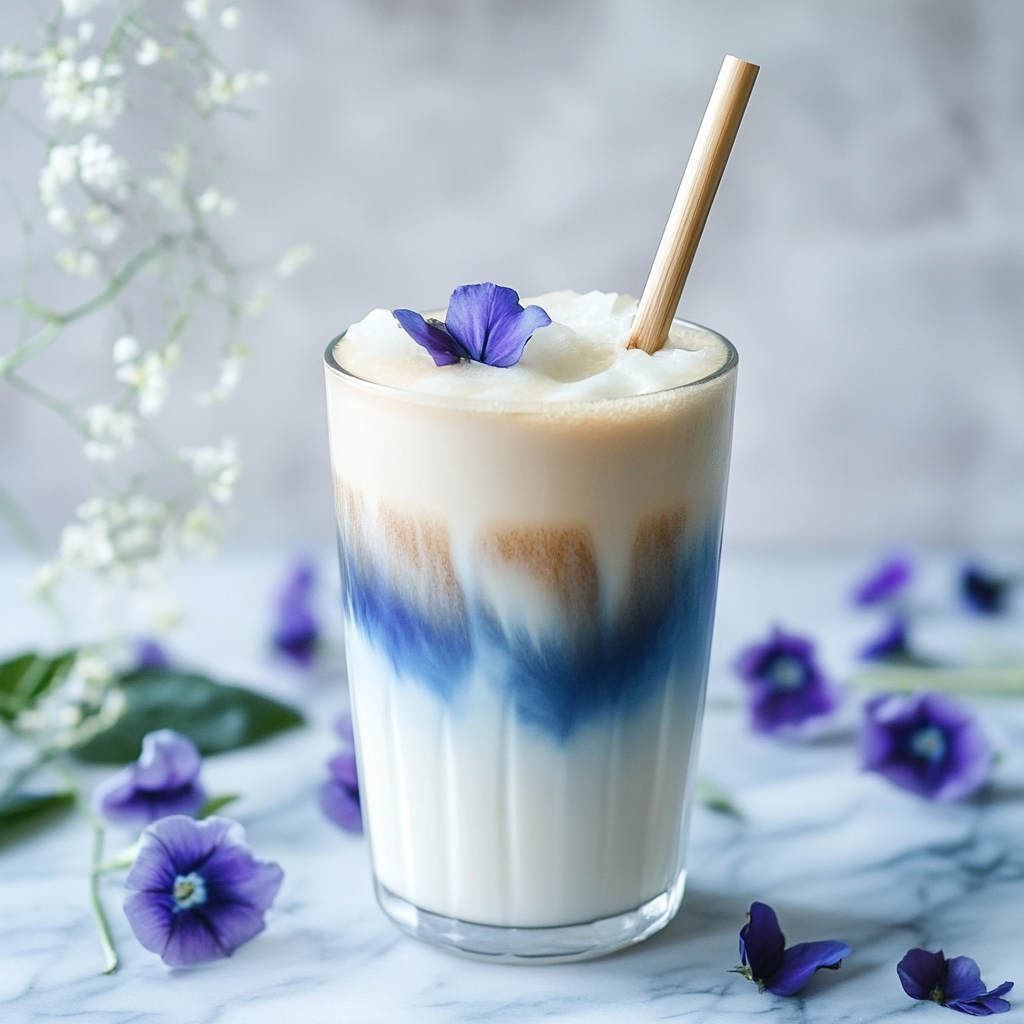 Iced Butterfly Pea Flower Tea Latte