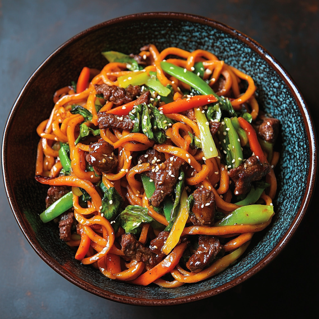 Easy Japchae (Korean Glass Noodle Stir Fry)