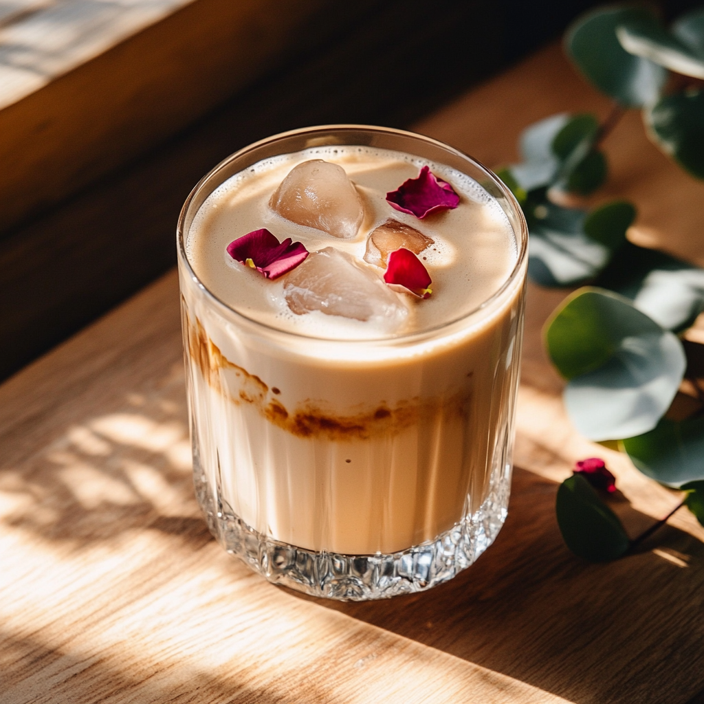 Matcha Rose Iced Latte