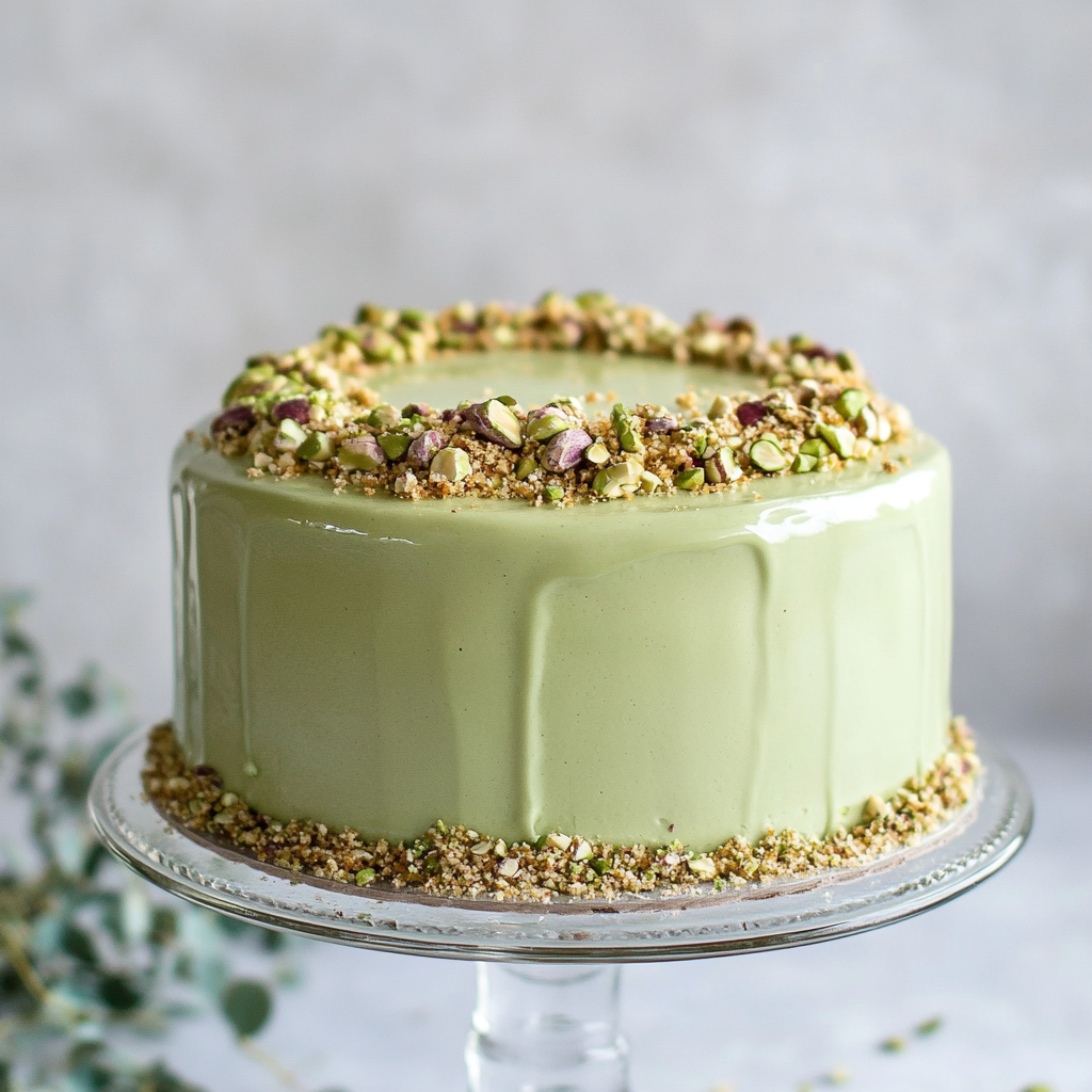 No Bake Pistachio Matcha Cake
