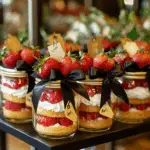 Strawberry Cream Graduation Jar Cakes 3 Strawberry Cream Graduation Jar Cakes