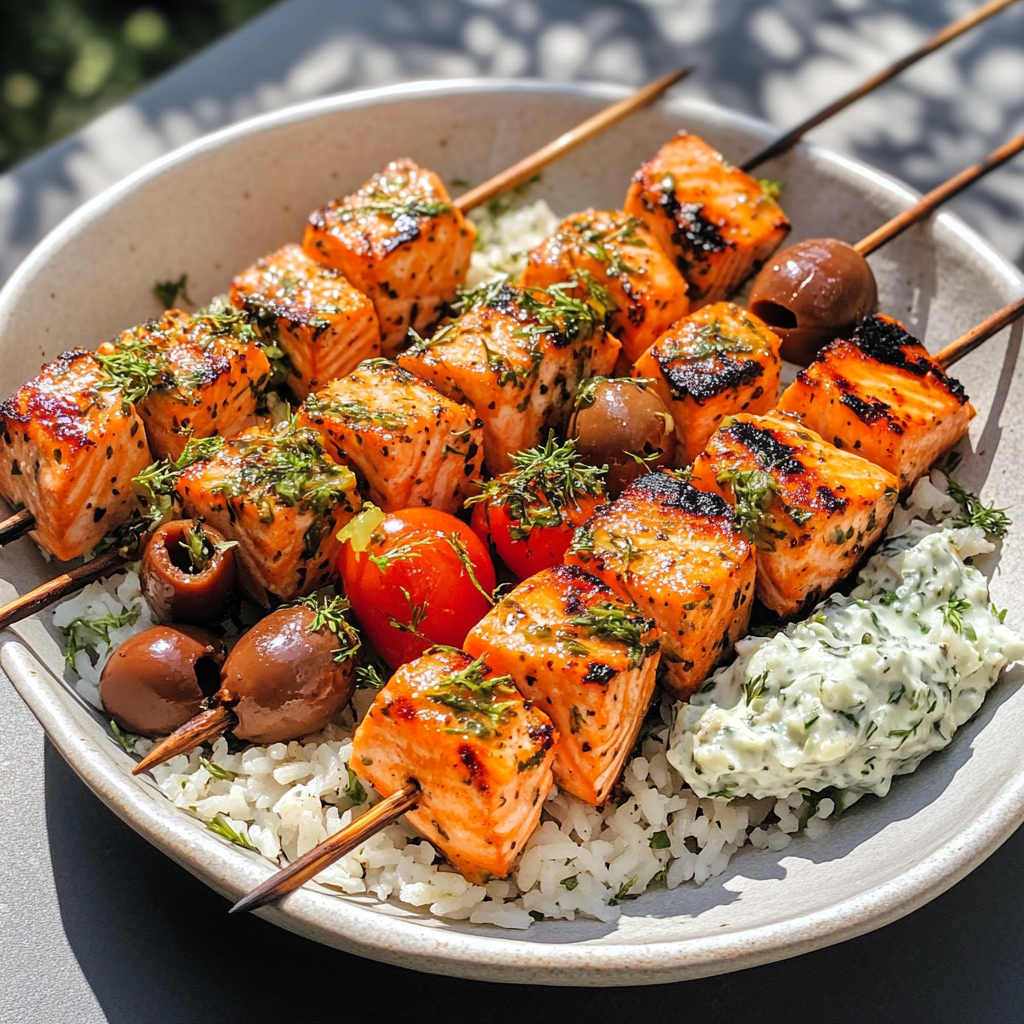 Greek Marinated Salmon with Asparagus