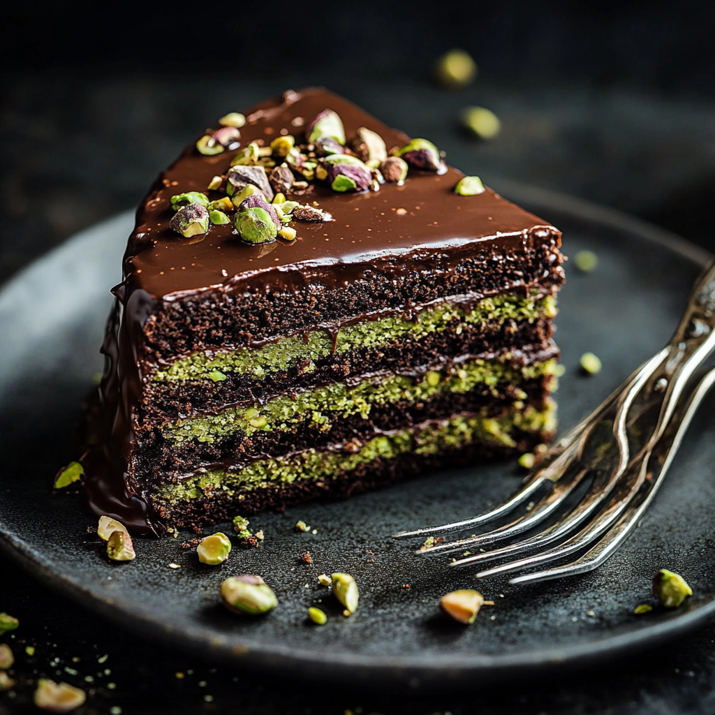 Flourless Pistachio Cake with Chocolate Ganache