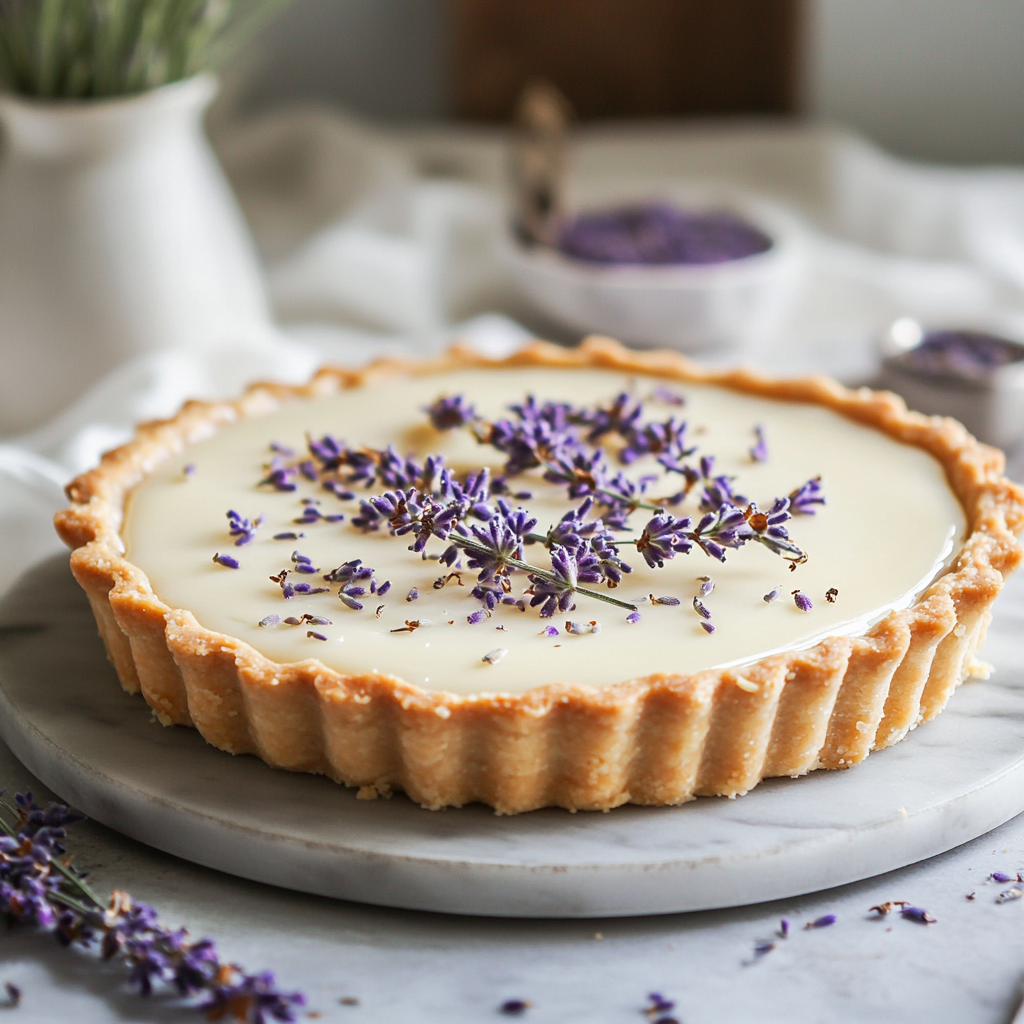 Vegan Recipe: Lavender-Infused Pudding Tart with Shortbread Crust