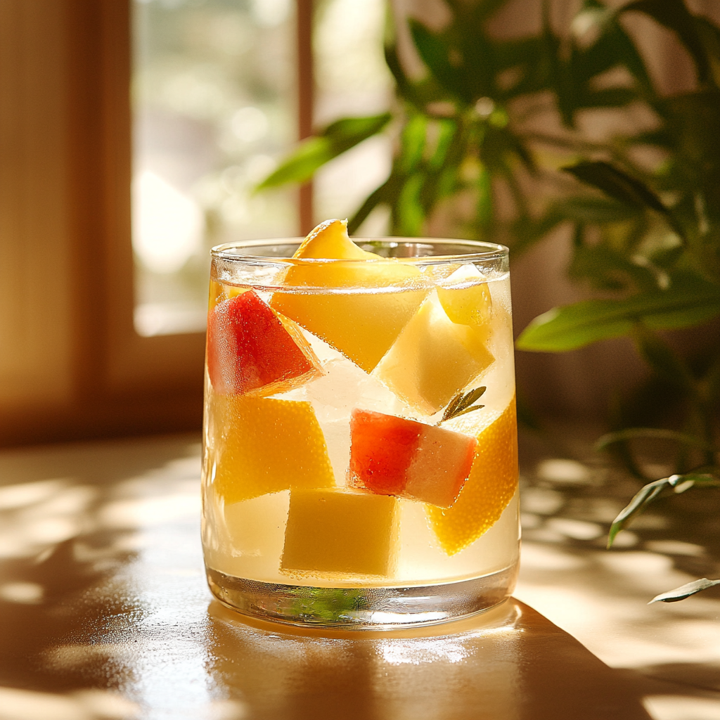 Homemade Lemonade with Fruit Cubes