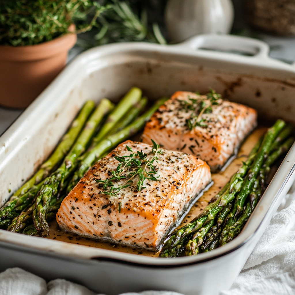 Green Goddess Salmon with Peach Salad