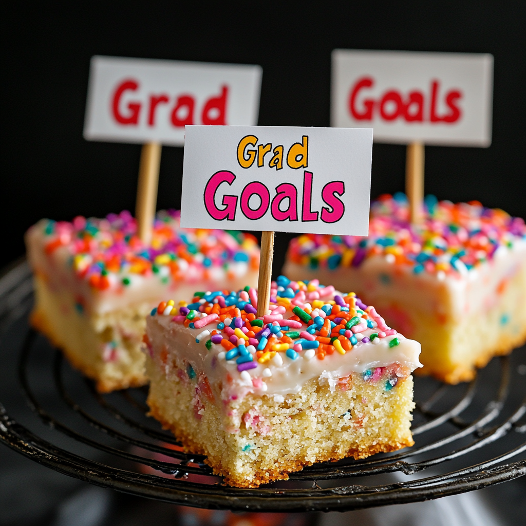Funfetti Cookie Bars with Grad Toppers
