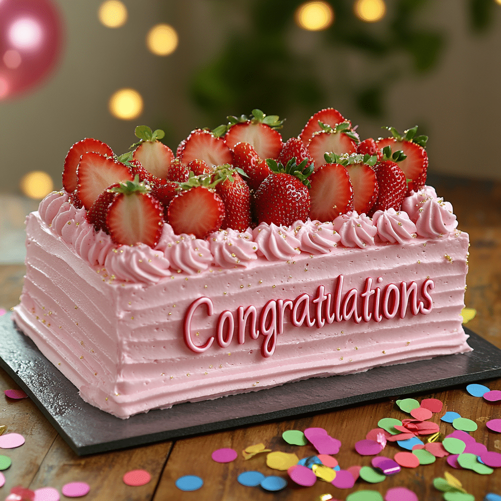 Strawberry Graduation Sheet Cake