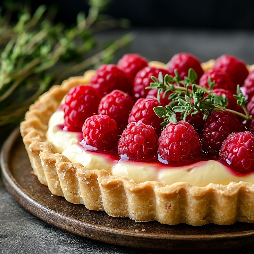 Raspberry Thyme Tart with Honey Cream