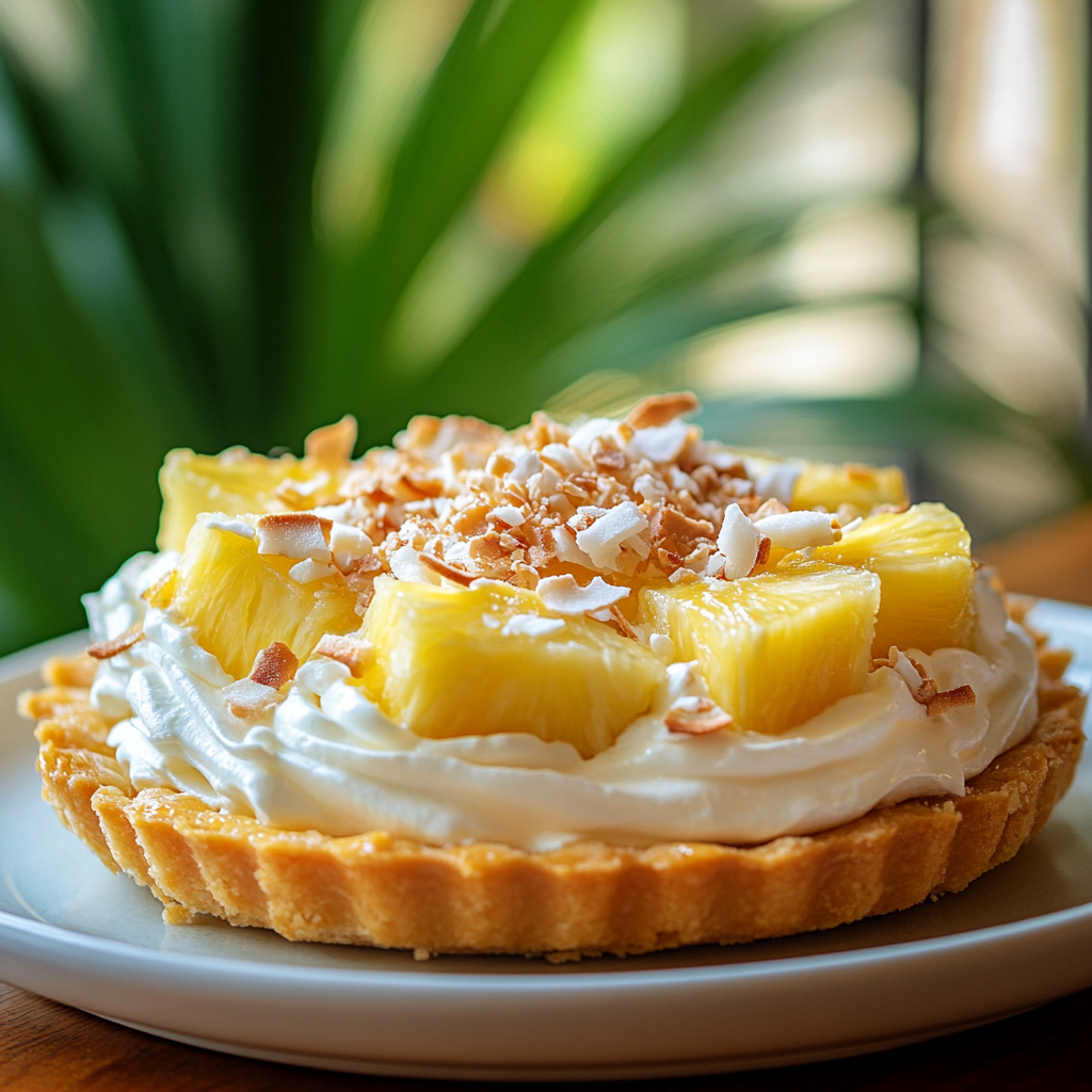 Pineapple Coconut Tart with Yogurt Cream