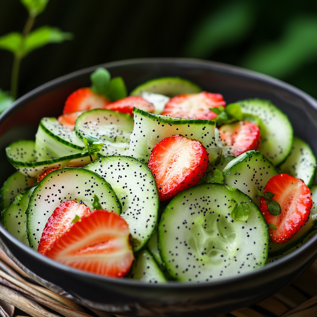 Cucumber Strawberry Poppyseed Salad