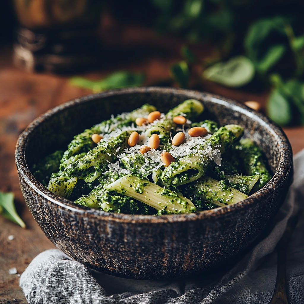 Whole Wheat Penne with Spinach Pesto