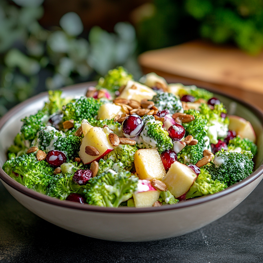 Broccoli Apple Crunch Salad with Yogurt Dressing