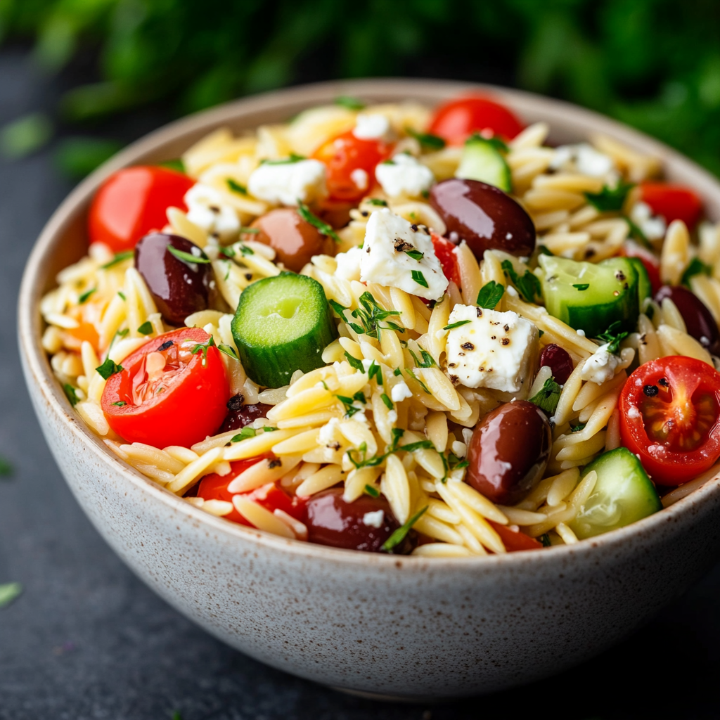 Greek Orzo Salad with Herbed Feta