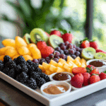Fruit Tray with Various Dipping Sauces