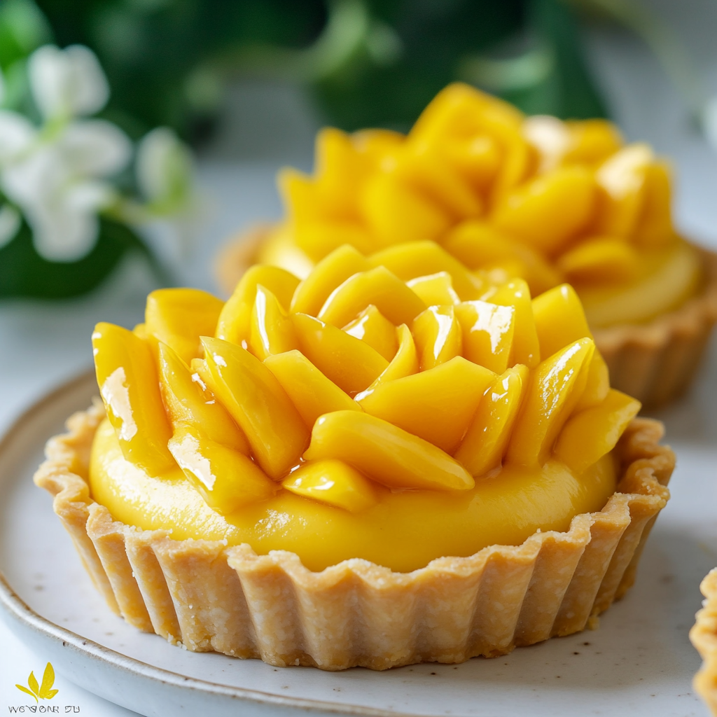 Mango Vanilla Bean Pudding Tart