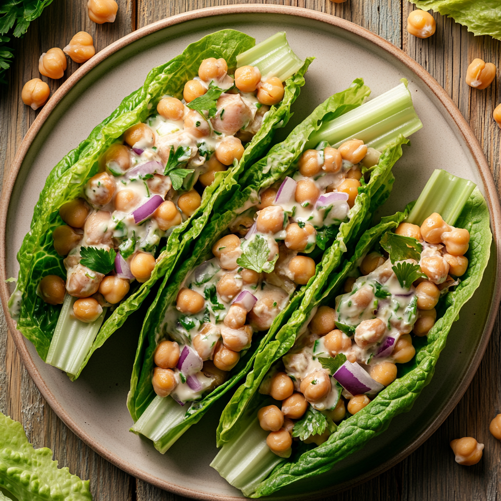 Chickpea Tuna Lettuce Wraps