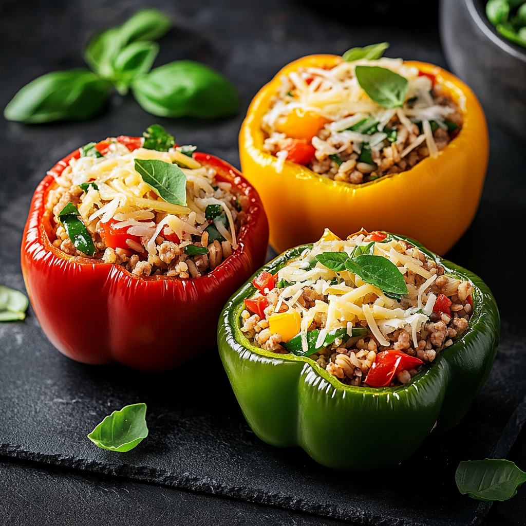 Stuffed Bell Peppers with Turkey and Brown Rice