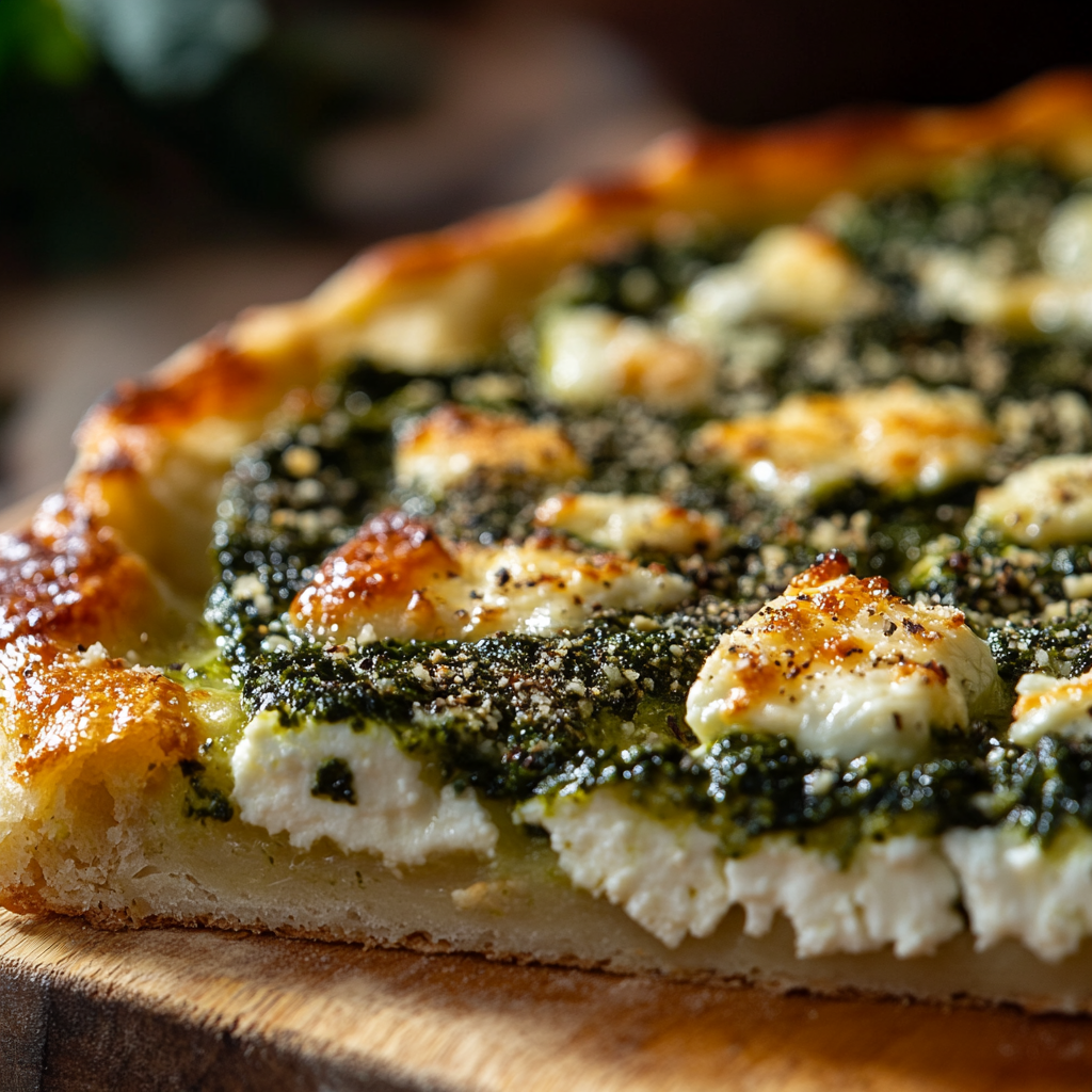 Pesto Spinach and Feta Pizza