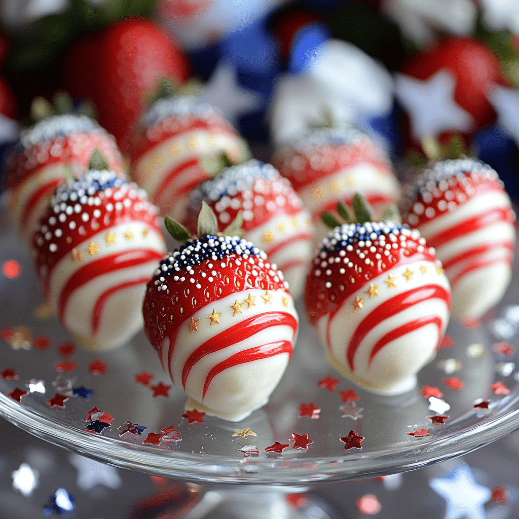 Patriotic Dipped Red, White, and Blue Strawberries