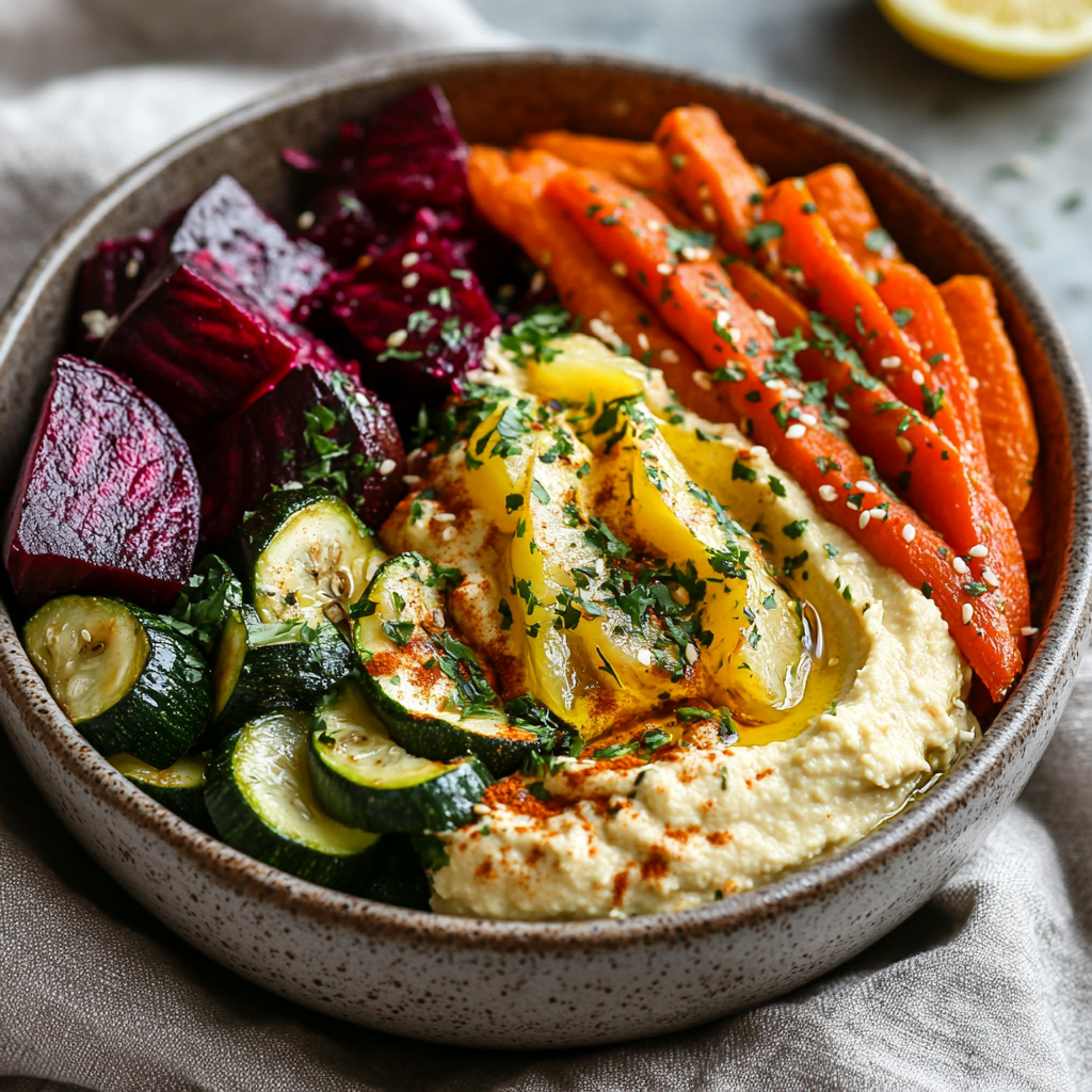 Roasted Veggie and Hummus Bowls