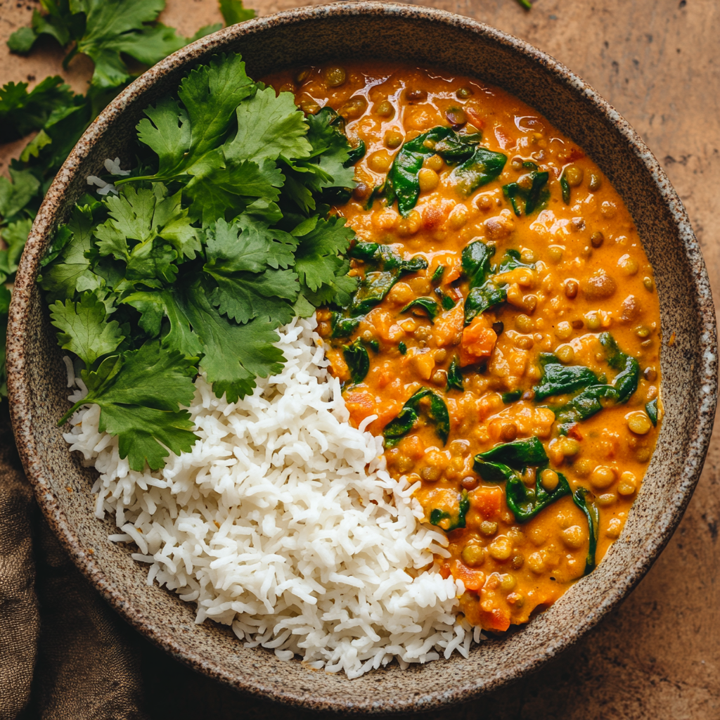 Lentil and Spinach Coconut Curry