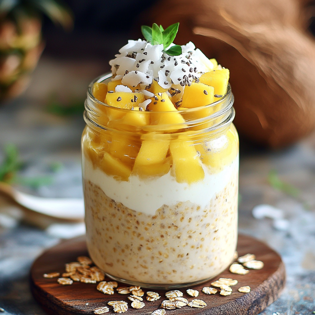 Tropical Overnight Oats with Coconut Milk