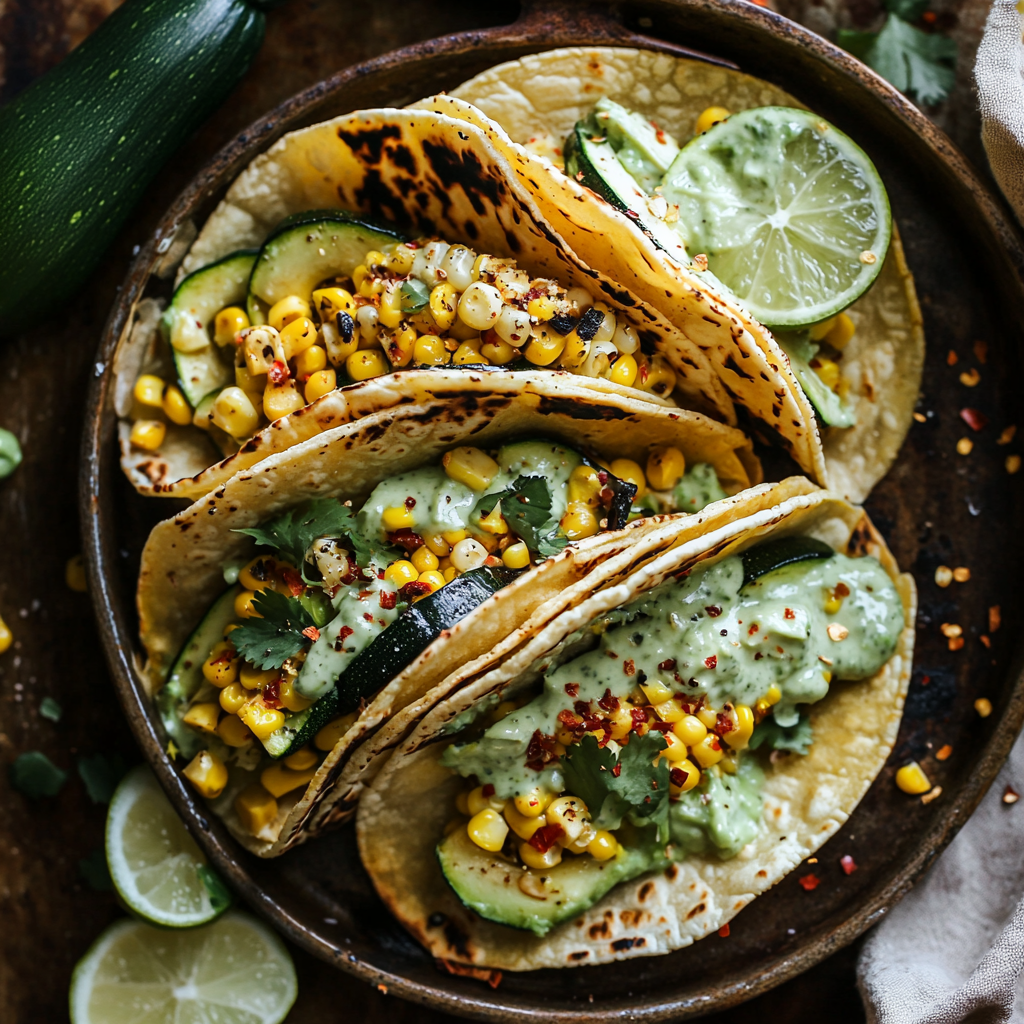 Grilled Corn and Zucchini Tacos